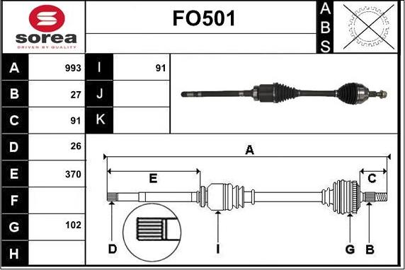 Sera FO501 - Приводной вал autospares.lv