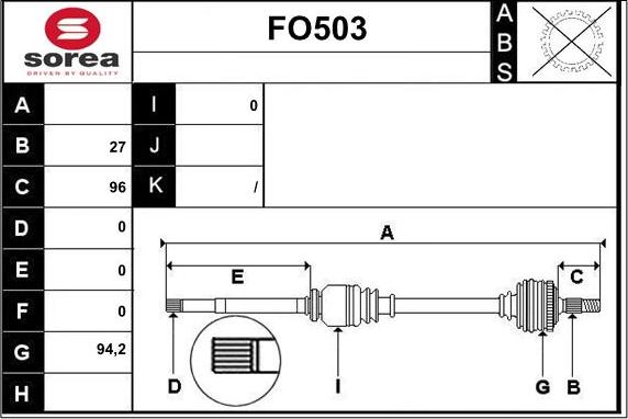 Sera FO503 - Приводной вал autospares.lv