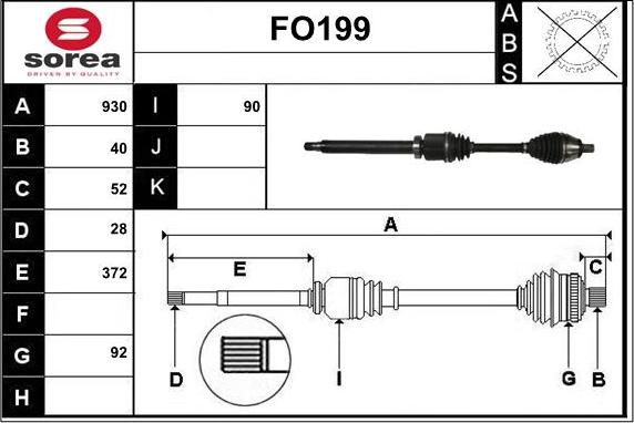 Sera FO199 - Приводной вал autospares.lv