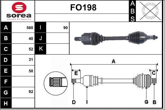 Sera FO198 - Приводной вал autospares.lv