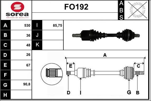 Sera FO192 - Приводной вал autospares.lv