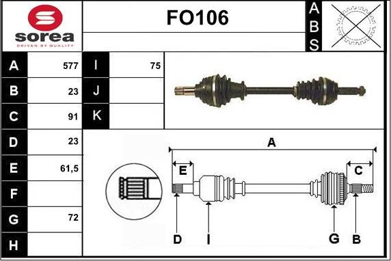 Sera FO106 - Приводной вал autospares.lv