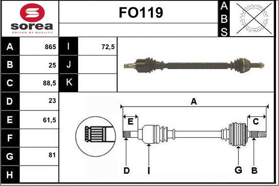 Sera FO119 - Приводной вал autospares.lv