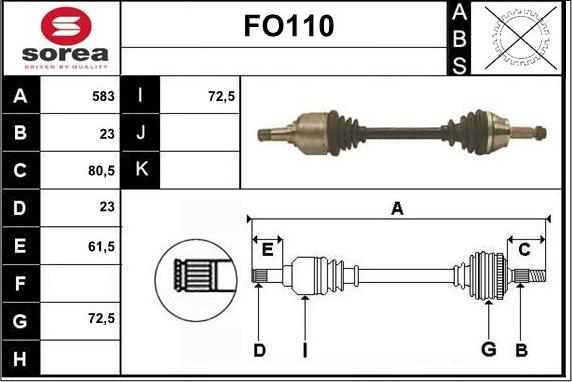 Sera FO110 - Приводной вал autospares.lv