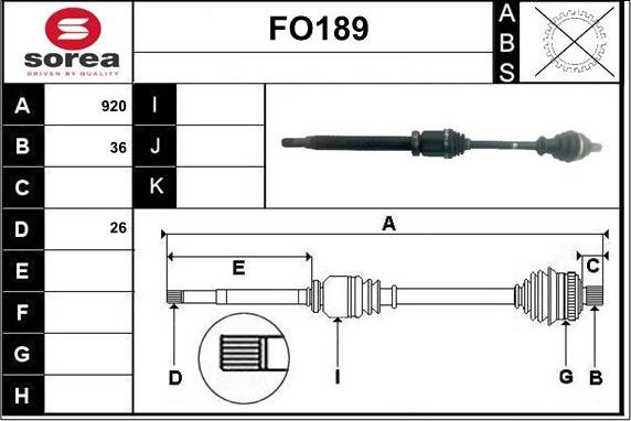 Sera FO189 - Приводной вал autospares.lv