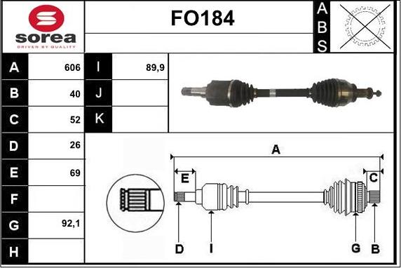 Sera FO184 - Приводной вал autospares.lv