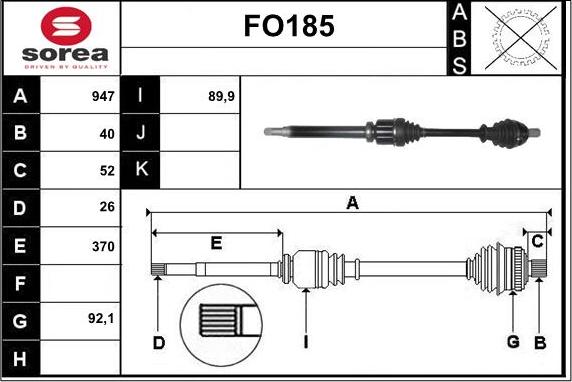 Sera FO185 - Приводной вал autospares.lv