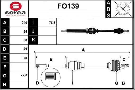 Sera FO139 - Приводной вал autospares.lv