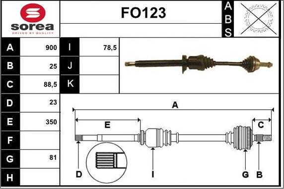 Sera FO123 - Приводной вал autospares.lv