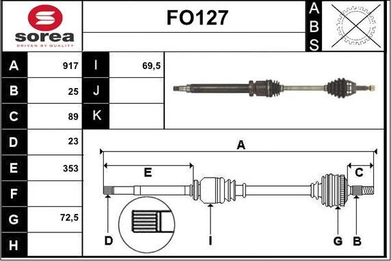 Sera FO127 - Приводной вал autospares.lv