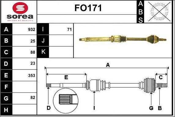 Sera FO171 - Приводной вал autospares.lv