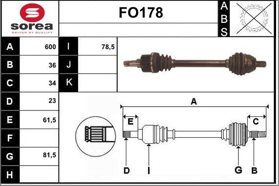 Sera FO178 - Приводной вал autospares.lv