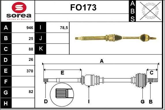 Sera FO173 - Приводной вал autospares.lv