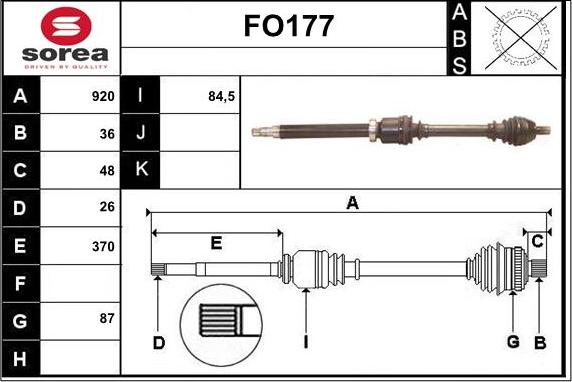 Sera FO177 - Приводной вал autospares.lv