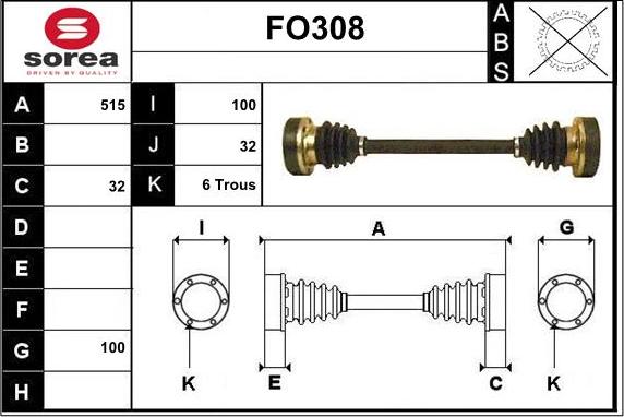 Sera FO308 - Приводной вал autospares.lv