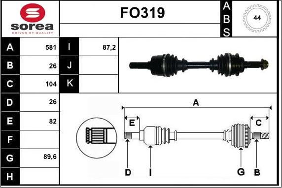 Sera FO319 - Приводной вал autospares.lv