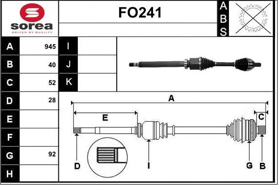 Sera FO241 - Приводной вал autospares.lv