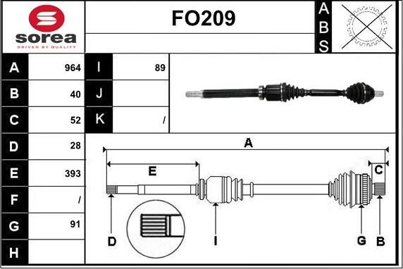 Sera FO209 - Приводной вал autospares.lv