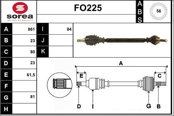 Sera FO225 - Приводной вал autospares.lv