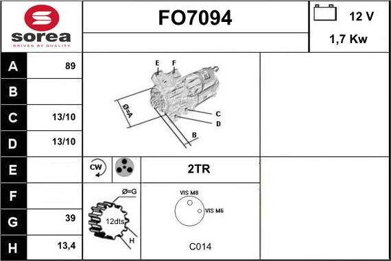 Sera FO7094 - Стартер autospares.lv