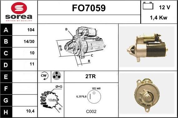 Sera FO7059 - Стартер autospares.lv