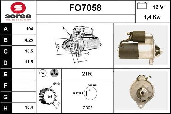 Sera FO7058 - Стартер autospares.lv