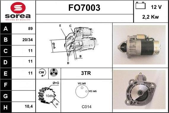 Sera FO7003 - Стартер autospares.lv