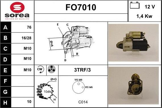 Sera FO7010 - Стартер autospares.lv