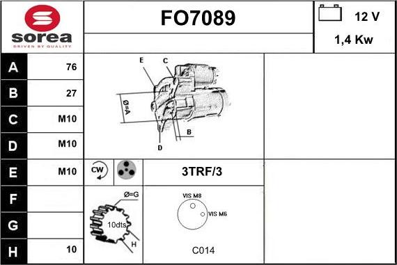 Sera FO7089 - Стартер autospares.lv