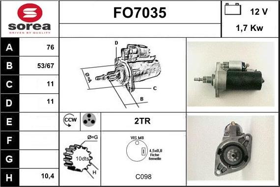 Sera FO7035 - Стартер autospares.lv