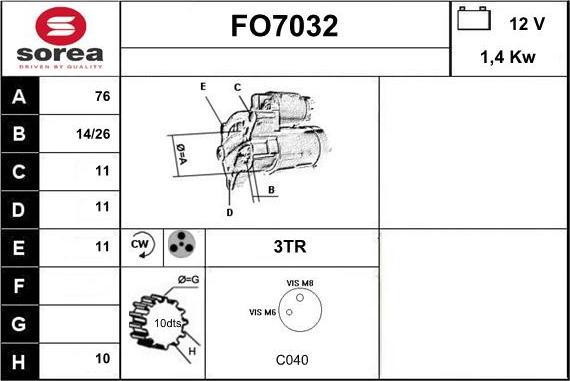 Sera FO7032 - Стартер autospares.lv