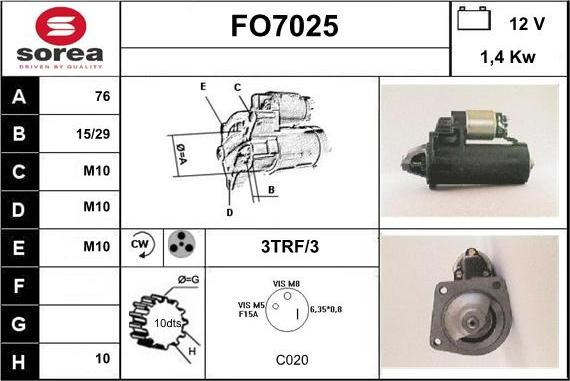 Sera FO7025 - Стартер autospares.lv