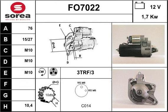 Sera FO7022 - Стартер autospares.lv