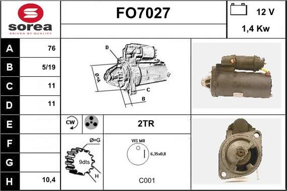 Sera FO7027 - Стартер autospares.lv