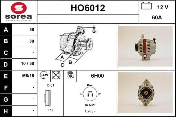 Sera HO6012 - Генератор autospares.lv