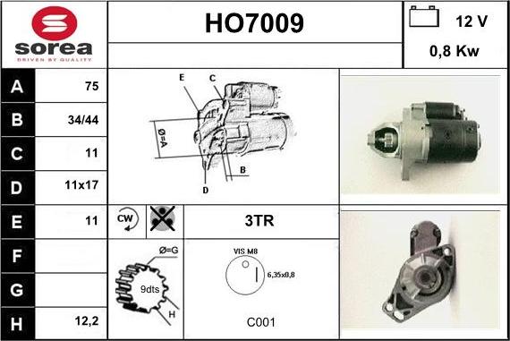 Sera HO7009 - Стартер autospares.lv