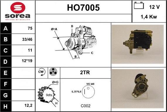 Sera HO7005 - Стартер autospares.lv