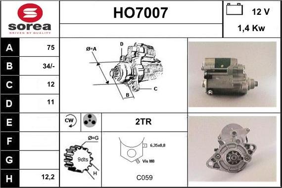 Sera HO7007 - Стартер autospares.lv