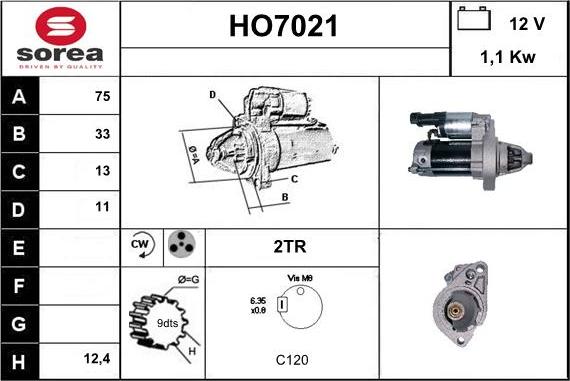 Sera HO7021 - Стартер autospares.lv