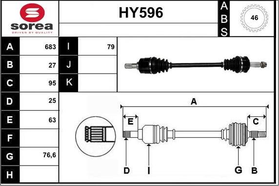 Sera HY596 - Приводной вал autospares.lv