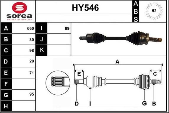 Sera HY546 - Приводной вал autospares.lv