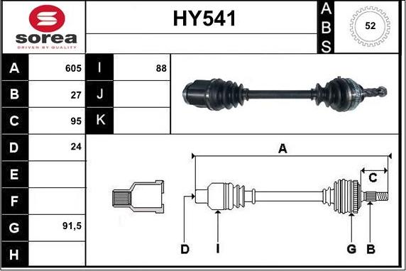 Sera HY541 - Приводной вал autospares.lv