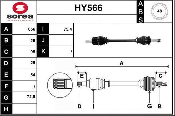 Sera HY566 - Приводной вал autospares.lv