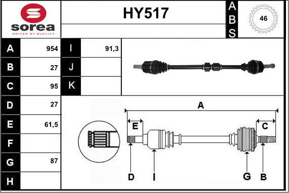 Sera HY517 - Приводной вал autospares.lv