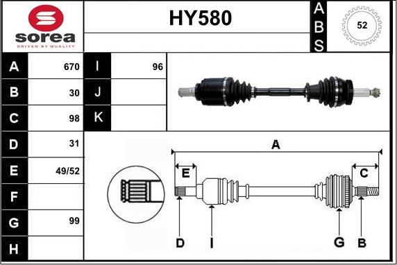 Sera HY580 - Приводной вал autospares.lv