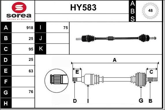 Sera HY583 - Приводной вал autospares.lv