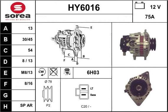 Sera HY6016 - Генератор autospares.lv