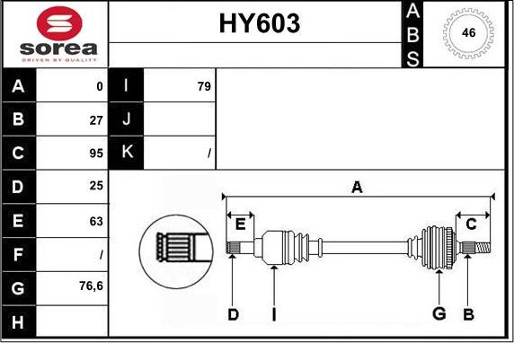 Sera HY603 - Приводной вал autospares.lv