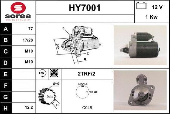 Sera HY7001 - Стартер autospares.lv