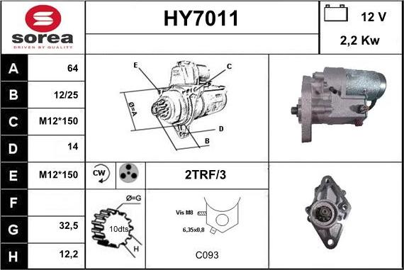 Sera HY7011 - Стартер autospares.lv